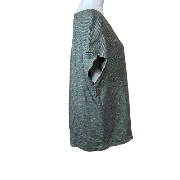 J.Jill 100% Cotton Striped Stretchy Boxy Top Boat Neck Short Sleeve Size Large - Picture 2 of 10
